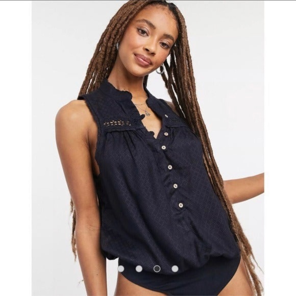 Free People Tops - free people low tide bodysuit NWT | free people black bodysuit M